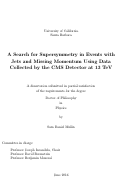 Cover page: A Search for Supersymmetry in Events with Jets and Missing Momentum Using Data Collected by the CMS Detector at 13 TeV