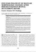 Cover page: FIVE-YEAR FOLLOW-UP OF MACULAR MORPHOLOGIC CHANGES AFTER RHEGMATOGENOUS RETINAL DETACHMENT REPAIR