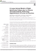 Cover page: A Large Animal Model of Right Ventricular Failure due to Chronic Thromboembolic Pulmonary Hypertension: A Focus on Function