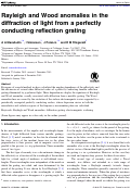 Cover page: Rayleigh and Wood anomalies in the diffraction of acoustic waves from the periodically corrugated surface of an elastic medium