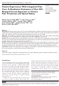 Cover page: Patient Experiences With Integrated Pain Care: A Qualitative Evaluation of One VA's Biopsychosocial Approach to Chronic Pain Treatment and Opioid Safety.