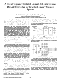 Cover page: A High Frequency Isolated Current-fed Bidirectional DC/AC Converter For Grid-Tied Energy Storage System