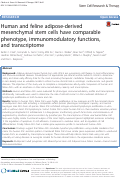 Cover page: Human and feline adipose-derived mesenchymal stem cells have comparable phenotype, immunomodulatory functions, and transcriptome