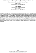 Cover page: Restricted Access to Working Memory Does Not Prevent CumulativeImprovement in a Cultural Evolution Task.