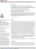 Cover page: Demographic and cultural correlates of traditional eating among Alaska Native adults at risk for cardiovascular disease