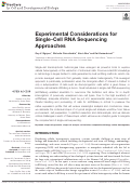 Cover page: Experimental Considerations for Single-Cell RNA Sequencing Approaches