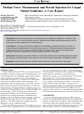 Cover page: Median Nerve Measurement and Steroid Injection for Carpal Tunnel Syndrome: A Case Report