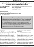 Cover page: Optimal Implementation of Prescription Drug Monitoring Programs in the Emergency Department