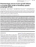 Cover page: Pharmacologic rescue of axon growth defects in a human iPSC model of hereditary spastic paraplegia SPG3A