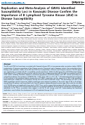 Cover page: Replication and Meta-Analysis of GWAS Identified Susceptibility Loci in Kawasaki Disease Confirm the Importance of B Lymphoid Tyrosine Kinase (BLK) in Disease Susceptibility