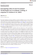 Cover page: Synergizing with AI and AI‐assisted Technologies in L2 academic writing: A response to Carlson et&nbsp;al. (2023)