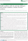 Cover page: Health workforce skill mix and task shifting in low income countries: a review of recent evidence