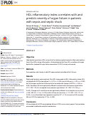 Cover page: HDL inflammatory index correlates with and predicts severity of organ failure in patients with sepsis and septic shock