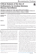 Cover page: Critical Analysis of the Use of Uroflowmetry for Urethral Stricture Disease Surveillance