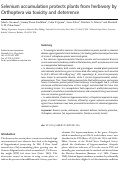 Cover page: Selenium accumulation protects plants from herbivory by Orthoptera via toxicity and deterrence