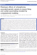 Cover page: Pleiotropic effects of schizophrenia-associated genetic variants in neuron firing and cardiac pacemaking revealed by computational modeling