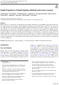 Cover page: Health Disparities in Pediatric Epilepsy: Methods and Lessons Learned