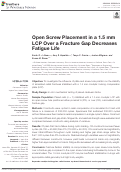 Cover page: Open Screw Placement in a 1.5 mm LCP Over a Fracture Gap Decreases Fatigue Life.