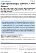 Cover page: Variants Identified in a GWAS Meta-Analysis for Blood Lipids Are Associated with the Lipid Response to Fenofibrate