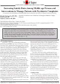 Cover page: Increasing Suicide Rates Among Middle-age Persons and Interventions to Manage Patients with Psychiatric Complaints: In conjunction with the Morbidity and Mortality Weekly Report published by the Centers for Disease Control and Prevention