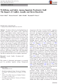 Cover page: Well-Being and Safety Among Inpatient Psychiatric Staff: The Impact of Conflict, Assault, and Stress Reactivity