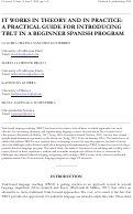 Cover page: It Works in Theory and in Practice: A practical guide for implementing a TBLT beginner course