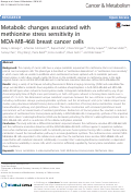 Cover page: Metabolic changes associated with methionine stress sensitivity in MDA-MB-468 breast cancer cells
