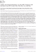 Cover page: Analytic and Clinical Performance of cobas HPV Testing in Anal Specimens from HIV-Positive Men Who Have Sex with Men