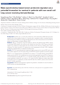 Cover page: Mass spectrometry-based serum proteomic signature as a potential biomarker for survival in patients with non-small cell lung cancer receiving immunotherapy