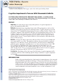 Cover page: Cognitive impairment in persons with rheumatoid arthritis.