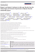 Cover page: Bipolar I and bipolar II subtypes in older age: Results from the Global Aging and Geriatric Experiments in Bipolar Disorder (GAGE‐BD) project