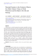 Cover page: Parental Freedom in the Context of Risk to the Child: Citizens’ Views of Child Protection and the State in the US and Norway