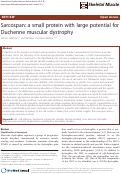 Cover page: Sarcospan: a small protein with large potential for Duchenne muscular dystrophy