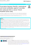 Cover page: Association between Neu5Gc carbohydrate and serum antibodies against it provides the molecular link to cancer: French NutriNet-Santé study.