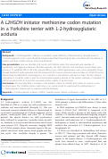 Cover page: A L2HGDH initiator methionine codon mutation in a Yorkshire terrier with L-2-hydroxyglutaric aciduria