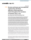 Cover page: Rumen and lower gut microbiomes relationship with feed efficiency and production traits throughout the lactation of Holstein dairy cows.