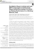 Cover page: Oscillation Phase Locking and Late ERP Components of Intracranial Hippocampal Recordings Correlate to Patient Performance in a Working Memory Task