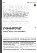 Cover page: Genome-Wide Association Study of the Modified Stumvoll Insulin Sensitivity Index Identifies BCL2 and FAM19A2 as Novel Insulin Sensitivity Loci