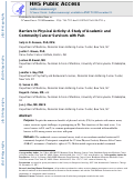 Cover page: Barriers to physical activity: a study of academic and community cancer survivors with pain