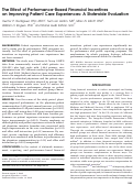 Cover page: The Effect of Performance-Based Financial Incentives on Improving Patient Care Experiences: A Statewide Evaluation