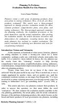 Cover page: Planning To Perform: Evaluation Models For City Planners