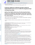 Cover page: Prognostic significance of ethnicity and age in advanced stage epithelial ovarian cancer: An NRG oncology/gynecologic oncology group study