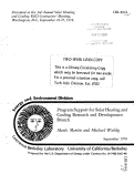 Cover page: PROGRAM SUPPORT FOR SOLAR HEATING AND COOLING RESEARCH AND DEVELOPMENT BRANCH