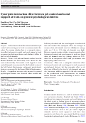 Cover page: Synergistic interaction effect between job control and social support at work on general psychological distress