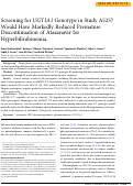 Cover page: Screening for UGT1A1 Genotype in Study A5257 Would Have Markedly Reduced Premature Discontinuation of Atazanavir for Hyperbilirubinemia