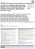 Cover page: The Influence of Multilevel Spinal Deformity Surgery on the EuroQol 5 Dimensions (EQ-5D) Questionnaire and Residential Status in the Elderly: A Prospective, Observational, Multicenter Study.