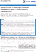 Cover page: Whole genome sequencing of Ethiopian highlanders reveals conserved hypoxia tolerance genes