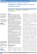 Cover page: Patient and caregiver factors in ambulatory incident reports: a mixed-methods analysis