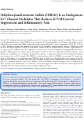 Cover page: Dehydroepiandrosterone Sulfate (DHEAS) Is an Endogenous Kv7 Channel Modulator That Reduces Kv7/M-Current Suppression and Inflammatory Pain.