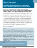 Cover page: Association of circulating markers with cognitive decline after radiation therapy for brain metastasis.